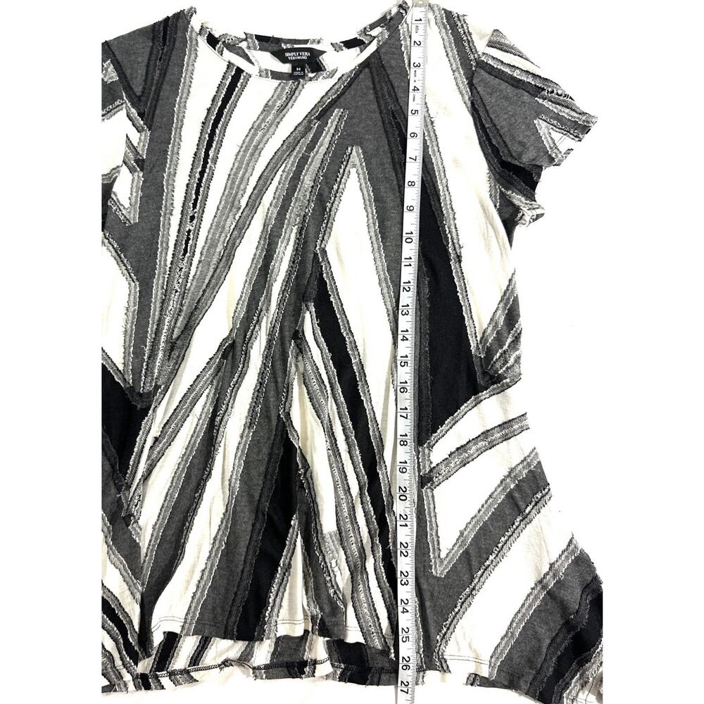Simply Vera Vera Wang Womens Medium Geometric Striped Top Asymmetrical Hem Boho - Picture 4 of 9